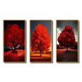 thumbnail image 2 of Designart "Majestic Red Tree Captured in Nature Photography" Landscape Trees Framed Wall Art Set Of 3 - Red Trees Frame Gallery Set For Office Decor, 2 of 6