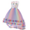 thumbnail image 2 of HAWEE Filles Unicorn Costume Princesse Longue Maxi Robe en Tulle à Fleurs pour Fête d'Anniversaire Carnaval Cosplay, 2 of 4