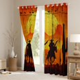 thumbnail image 3 of Cowboy Window Drapes Block 30%-50% Light,Western Country Style Kitchen Window Treatments 42Wx63L Inches,Sunset Landscape Decor Window Curtains, 3 of 6