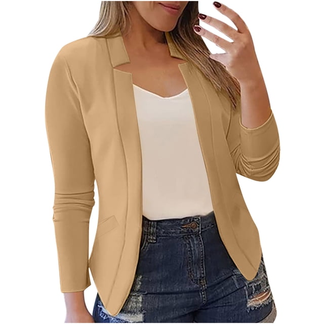 cfhntfmh Cardigan Grande Taille pour Femmes Mode à devant Ouvert Manches Longues Tuniques Chemises Automne Formel Travail Bureau Cardigans