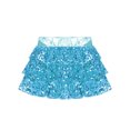thumbnail image 4 of XUNZOO Girls Sequins Ruffle Layers Culottes Kids Shiny Hip Hop Samba Skirt with Shorts Latin Mini Light Blue 14, 4 of 9
