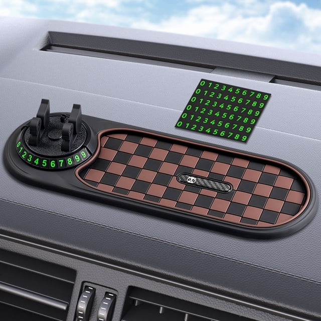 Fiudx Xiying Universal Car Dashboard Organizer Mat with Phone Holder, Parking Sign Slot, and Non-Slip Storage Pad for All Vehicles