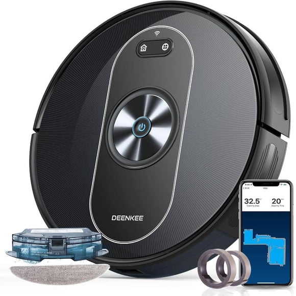 (Boîte Ouverte Neuve) Deenkee D40 Aspirateurs Robots et Vadrouille, Deenkee Aspiration Puissante 3000PA, Autonomie de 180 Min,