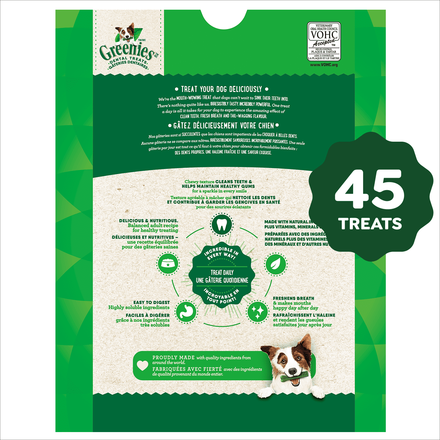 Gâteries dentaires naturelles pour chiens adultes Greenies Original PETIT format