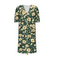 thumbnail image 5 of Ovzne Robes Grande Taille pour Femmes aux Formes Robe d'Été Femmes Été Poches Robes Imprimées Ample Col en V Manches Courtes Robes Robe de Vacances Manches Courtes Imprimée Liquidation, 5 of 5