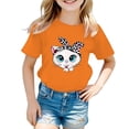thumbnail image 1 of PMVFHDE T-Shirts d'Été Décontractés pour Filles, T-Shirt Mignon à Motif pour Fille, Col Rond, Manches Courtes, T-Shirt d'Été Décontracté Orange, 9-10 Ans, 1 of 5