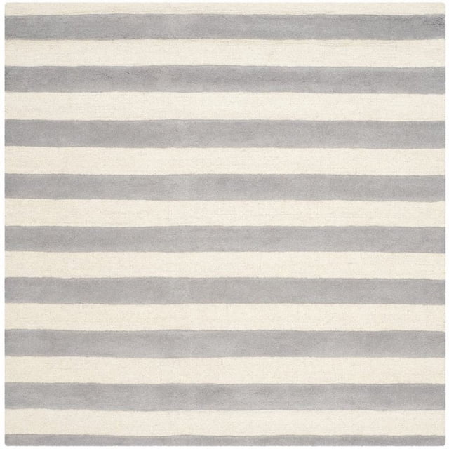 Safavieh Cambridge Collection CAM154A Handmade Moroccan Geometric Grey and Ivory Premium Wool Square Area Rug (8' Square)
