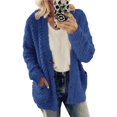 thumbnail image 1 of Innerwin Veste Cardigan pour Femmes Manteau de Fête à Manches Longues Duveteux Bleu Marine 3TG, 1 of 8