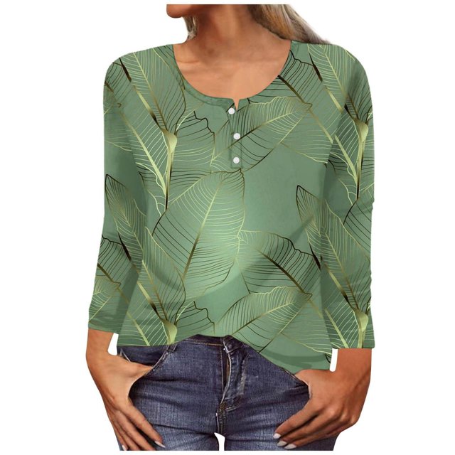 Cardigan Léger Mode Femme T-shirt Imprimé Ample Manches Longues Blouse Col Rond Hauts Décontractés Mode Automne 2023 en Liquidation