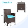 thumbnail image 2 of Patiojoy 3 Pieces Patio Rattan Conversation Furniture Wicker Chairs with Coffee Table & Cushions Blue, 2 of 10
