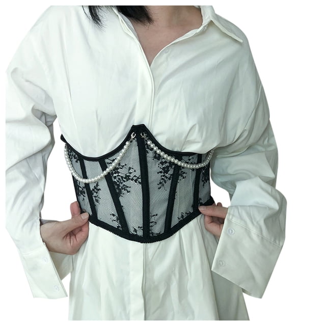 Women Pearl Lace Back Lace Up Tummy Control Underbust Shaper Shapewear - For Weekend Lounging