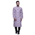 thumbnail image 1 of Atasi Mandarin Collar Printed Satin Slub Traditional Kurta Set For Men, 1 of 1