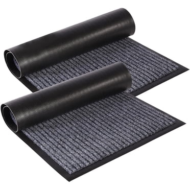 Tapis de Porte 30 x 17 Pouces Lot de 2 Tapis de Sol à Rayures Gris Anthracite Tapis Intérieur Extérieur Tapis d'Entrée de Bienvenue avec Endos en Caoutchouc pour Gratter les Chaussures Idéal pour l'Intérieur l'Extérieur Tapis de Porte avant Gris Acier
