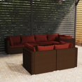 thumbnail image 1 of vidaXL Ensemble Salon de Jardin 7 Pcs avec Coussins Brun Rotin Poly, 1 of 4