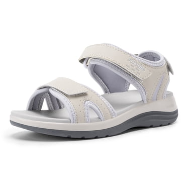 FitVille Sandales à Soutien de Voûte Plantaire Larges pour Femmes, Bride de Cheville Ajustable, Sandales Plates pour Femmes