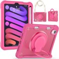 thumbnail image 2 of XYX for iPad Mini 7th/6th Gen Case 8.3 inch 2024/2021, 360 Rotating Hand Grip, Shoulder Strap, Heavy Duty Drop Protection, Rose, 2 of 7