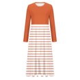 thumbnail image 4 of cfhntfmh Robes Maxi pour Femmes Automne Col Rond Manches Longues Robe Rayée Robe Tendance à Blocs de Couleur Robe de Détente avec Poches, 4 of 5
