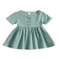 thumbnail image 1 of Baby Girls Summer Dresses  Short Sleeve  Neck Button Down Dresses, 1 of 9