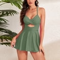 thumbnail image 1 of LSLJS Women's Spring Fashion Swim Skirt Solid Color Large Size Suspender Swim Skirt, Plus Size Swimsuit, 1 of 7