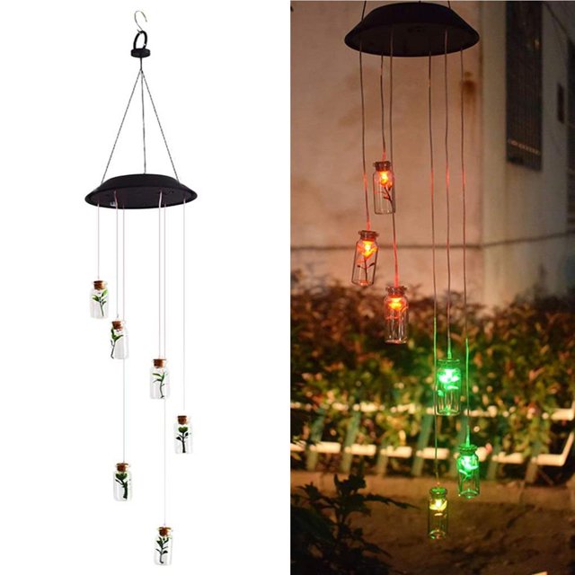 VONKY Solar Wish Bottle Wind Chime Light Waterproof Automatic Light Sensor Wishing Bottle Light Outdoor Decoration