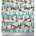 thumbnail image 1 of Soimoi Green Poly Georgette Fabric Artistic Tree & Wolf Animal Print Fabric by Yard 42 Inch Wide, 1 of 1
