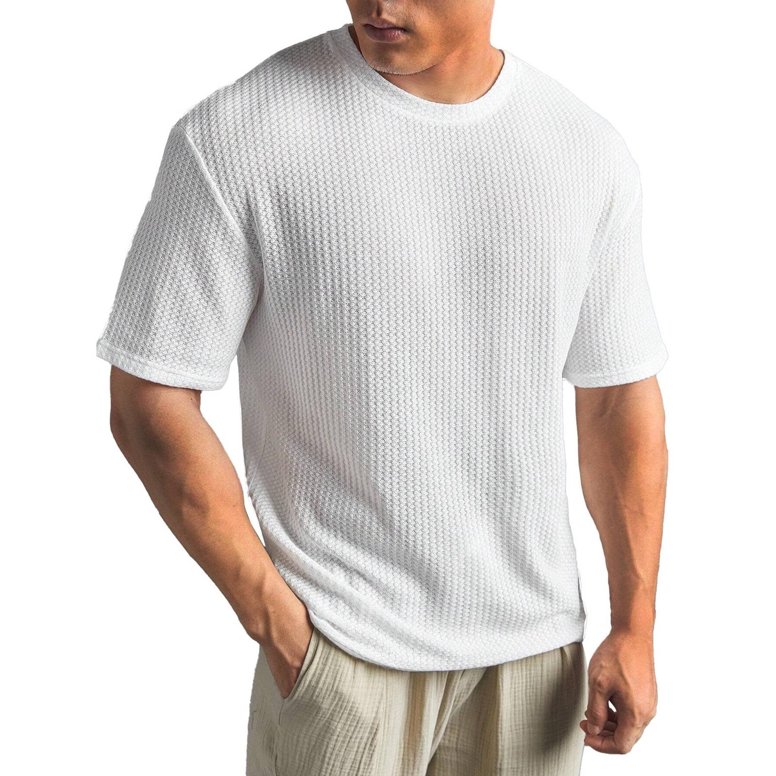 Hiiyo T-Shirt Uni pour Homme à Manches Courtes, Col Rond, Tailles M-TTTTG