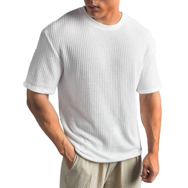Hiiyo T-Shirt Uni pour Homme à Manches Courtes, Col Rond, Tailles M-TTTTG