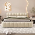 thumbnail image 2 of Noble House Queen Upholstered Platform Bed,Thick Fabric Grounded Bed with Solid Frame,Beige, 2 of 10
