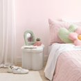 thumbnail image 2 of Bouclair Sage Green Bouclé Clover Shaped Collapsible Storage Ottoman Footstool Bedroom Living Room, 2 of 5
