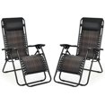 thumbnail image 3 of Gymax Set of 2 Folding Rattan Patio Lounge Chair Recliner w/ Headrest, 3 of 10