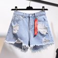thumbnail image 2 of B91xZ Women's Relaxed Fit Bermuda Short Mid Rise Body Enhancing Curvy Cutoff Distressed Jeans,Blue XXL, 2 of 4