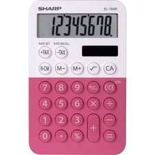 Sharp EL760RPK Student Desktop Calculator for Elementary & Middle School, XL 8-Digit Display, Twin Power, Inclined Screen, Tax Keys & Constant Calculation Function