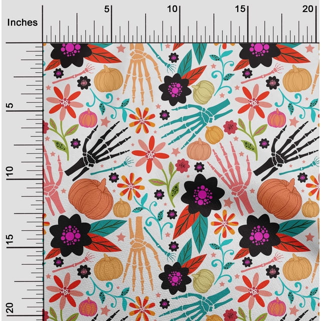 oneOone Silk Tabby White Fabric Skull Sewing Craft Projects Fabric Prints By Yard 42 Inch Wide