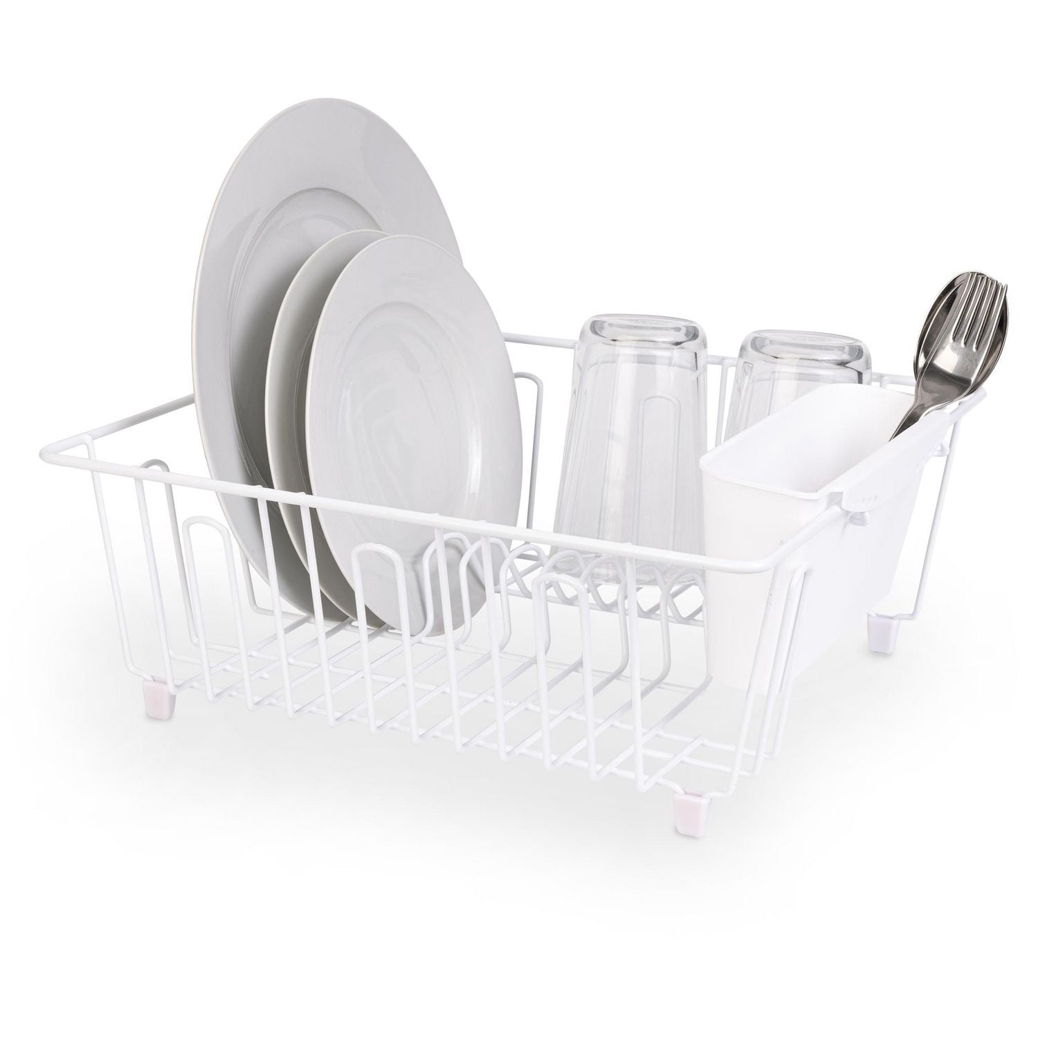 Petit égouttoir à vaisselle en fil chromé Mainstays - Blanc