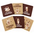 thumbnail image 1 of Inkdotpot Set of 6 Drink Coasters DecorativeNon,SlipCork Base4-inch Square PrintedCoastersEasy Clean- Coffee Quote, 1 of 8