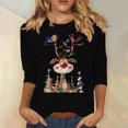 thumbnail image 1 of Meichang T-Shirts de Noël Amusants pour Femmes, Imprimé Renne de Noël, Manches 3/4, Hauts Décontractés à Col Rond, Coupe Ample, T-Shirts de Noël pour Femmes, 1 of 4