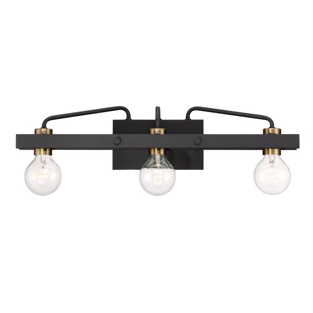 DESIGNERS FOUNTAIN Ravella 3-Light Bathroom Vanity Light Fixture, Black, 94203-BK