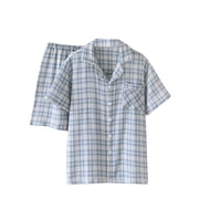 RKSTN Pajamas Set For Men Soft Short Sleeve Pajamas Sets Plaid Print Button Down Lapel Collar And Shorts Sleepwear Summer Lightweight 2 Piece Comfy Sleepwear