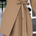 thumbnail image 4 of WTXUE Robes d'Uniforme, Blazer à Manches Longues Ligne A Col en V, Automne Hiver Veste de Complet en Dentelle Plissée Robe Unie Falda Courte Mujer Blouson Mini pour Femme Grande Taille, Brun Taille TTG, 4 of 6