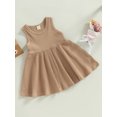 thumbnail image 3 of Faithtur Bébé Enfants Robe de Fille, Sans Manches Cou Solide Robe d'Été A-Ligne pour Tous les Jours Occasionnels, 3 of 8
