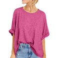 thumbnail image 1 of ORUYROP T-Shirt Surdimensionné pour Femmes Été Décontracté à Manches Courtes Tee Ample Hauts, 1 of 5