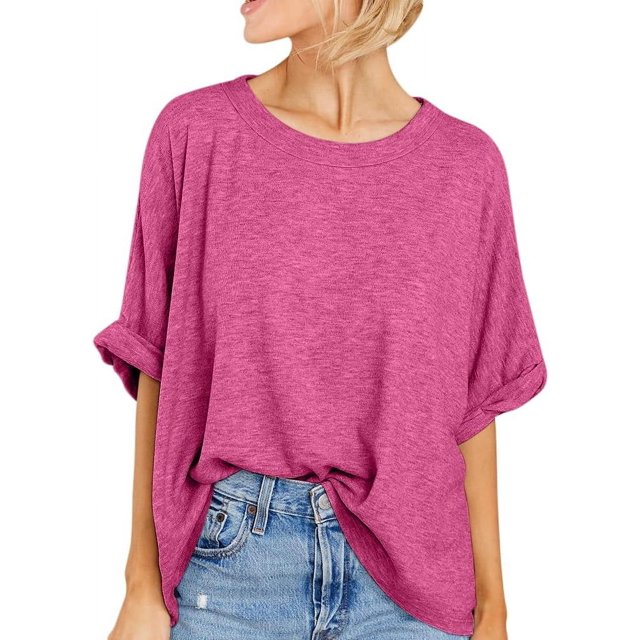 ORUYROP T-Shirt Surdimensionné pour Femmes Été Décontracté à Manches Courtes Tee Ample Hauts