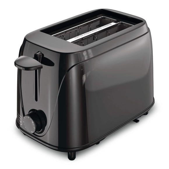 Black & Decker Classic Slot Manual Toaster with Settings, Black, 2-Slices