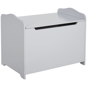 Qaba Kids Wooden Toy Storage Box Organizer Chest with Magnetic Hinge, Grey