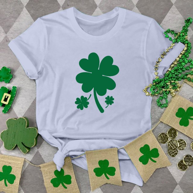 T-shirts de la Saint-Patrick pour Femmes Mode Col Rond Imprimé Manches Courtes T-shirt Décontracté Ample Hauts Saint-Patrick