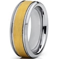 thumbnail image 2 of Tungsten Carbide Men's Goldtone Brushed Textured Center Ring Band, 8 mm Comfort Fit, 2 of 4
