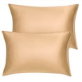 thumbnail image 1 of PiccoCasa 2 Pcs Satin Pillowcase Zippered Silky Sateen, Standard Gold, 1 of 9