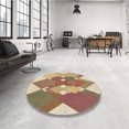 thumbnail image 4 of Ahgly Tapis d'Intérieur Lavable en Machine Carré Transitionnel Marron Clair, 6 Pieds Carré, 4 of 7