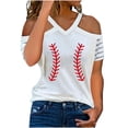 thumbnail image 1 of Birdeem Fashion Woman Causal V-Neck Printing Blouse Short Sleeve Cold Shoulder T-Shirt Summer Tops, 1 of 8