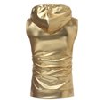 thumbnail image 3 of DPTALR Men Casual Solid Hooded Sweatshirt Bright Hooded Drawstring Zip Tank Top Sleeveless Blouse, 3 of 8